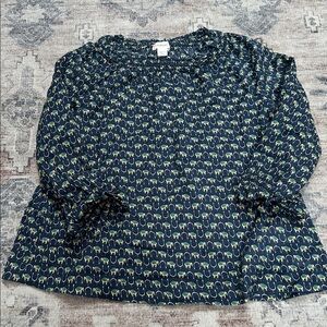 Crewcuts girls Kids Navy elephant print Blue Patterned Top sz 8